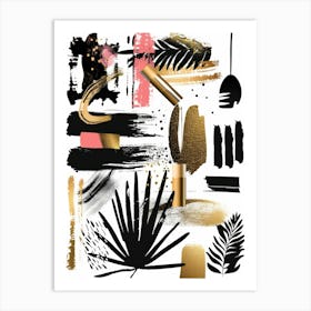 Gold And Black Brush Strokes 40 Art Print