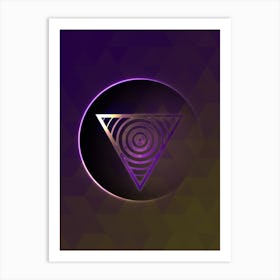 Geometric Neon Glyph on Jewel Tone Triangle Pattern 473 Art Print