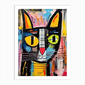 Cat and Canvas: Basquiat's Purrfect Street Art Art Print