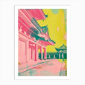 Tokyo Imperial Palace Duotone Silkscreen 2 Art Print