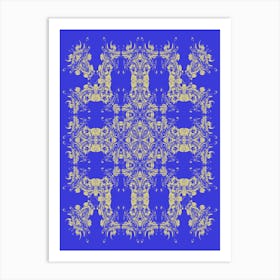 Imperial Japanese Ornate Pattern Blue And Yellow 1 Art Print