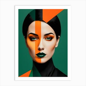 Geometric Woman Portrait Pop Art (18) Art Print