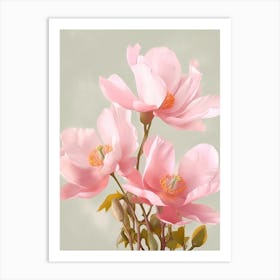 Magnolia Flowers Acrylic Painting In Pastel Colours 1 Art Print