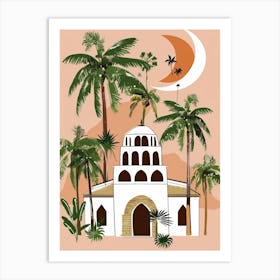 Islamic Mosque With Palm Trees Art Print