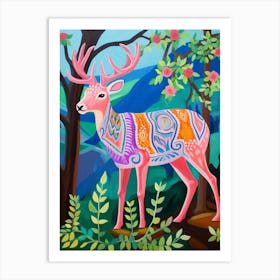 Maximalist Animal Painting Deer 2 Art Print