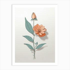 Flower Drawing Art Print