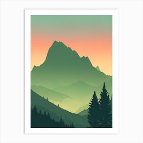 Misty Mountains Vertical Composition In Green Tone 152 Art Print
