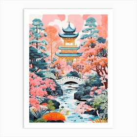 Yuyuan Gardens Abstract Riso Style 1 Art Print