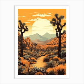 Joshua Tree In Mountains In Style Of Gold And Black (4) Art Print