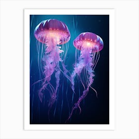 Sea Nettle Jellyfish Neon Illustration 5 Art Print