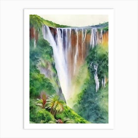 Kaieteur Falls Of The North, Guyana Water Colour  Art Print