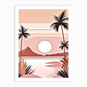 Sunset With Palm Trees 1 Art Print