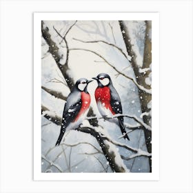 Winter Watercolour Woodpecker 4 Art Print
