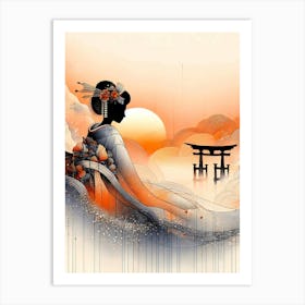 Japan Traditional Geisha Illustration By Ad 102 Art Print