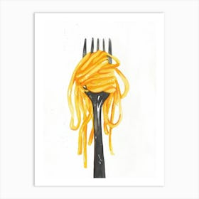 Spaghetti Pasta Fork Oil Painting Art Print