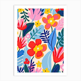 Whimsical Flower Ballet; Matisse'S Inspired Colorful Flower Market Art Print