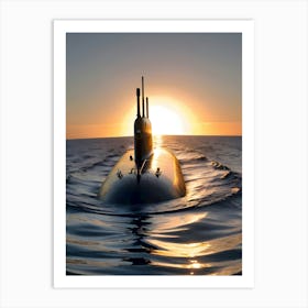 Submarine At Sunset-Reimagined 9 Art Print