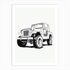 Jeep Wrangler Line Drawing 6 Art Print