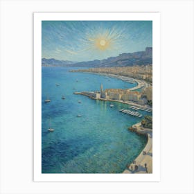 View Of The Sea The Harbor’s Embrace Art Print