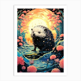 Hedgehog In The Water Art Print