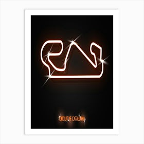 Circuit De Catalunya Spain F1 Track neon Art Print