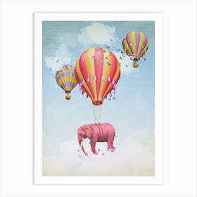 Hot Air Balloons with Elephant Art Print