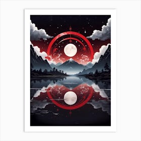 Moon Reflected In Water 1 Art Print