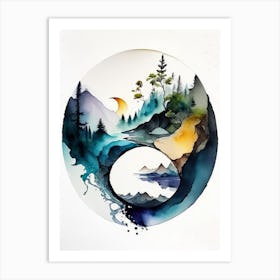 Landscapes 3 Yin And Yang Watercolour Art Print