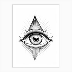 Intuition, Symbol, Third Eye Simple Black & White Illustration 3 Art Print