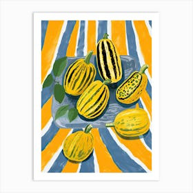 Yellow Squash Summer Illustration 4 Art Print