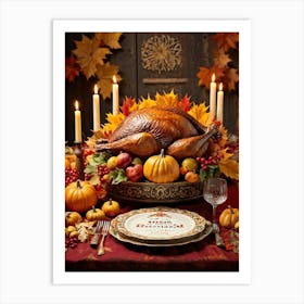 Authentic Turkey Centerpiece Bursting With The Warm Hues Of A Thanksgiving Festival Theme Position (1) Art Print