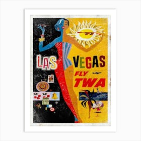 Vintage Travel Poster ― Las Vegas Fly Twa Art Print