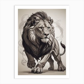 Lion Drawing Art Print