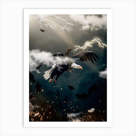 Skeleton Demon On Eagle Back Art Print