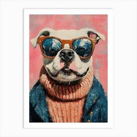 Pitbull Wearing Sweater 2 Art Print