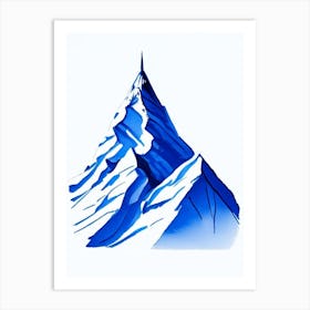 Mountain Peak 1 Symbol Blue And White Line Drawing Art Print