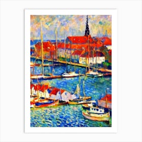 Port Of Copenhagen Denmark Brushwork Painting 1 harbour Art Print