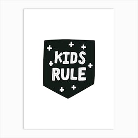 Kids Rule Black Super Scandi Art Print