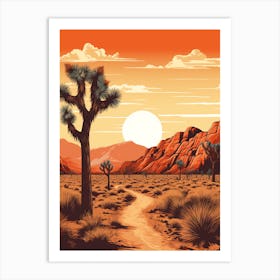  Retro Illustration Of A Joshua Trees In Mojave Desert 2 Art Print
