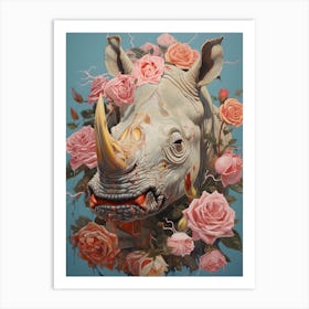 Rhino With Roses 2 Art Print