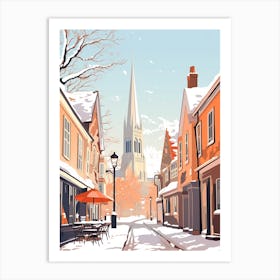 Vintage Winter Travel Illustration Canterbury United Kingdom 1 Art Print