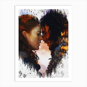 Ygritte With Jon Snow Game Of Thrones Paint 1 Art Print