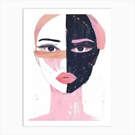 Black And Pink Face Art Print