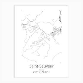 Saint Sauveur,Canada Minimalist Map Art Print