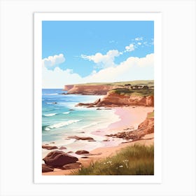 An Illustration In Pink Tones Of  Gracetown Beach Australia 3 Art Print