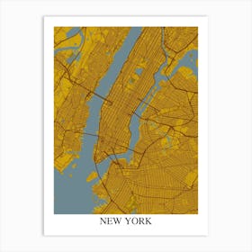 New York New York Yellow Blue Art Print