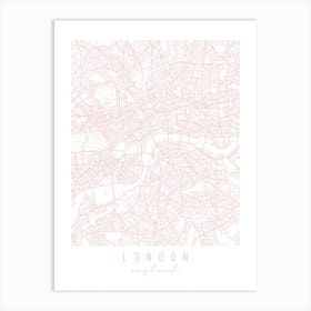 London England Light Pink Minimal Street Map Art Print