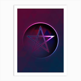 Geometric Neon Glyph on Jewel Tone Triangle Pattern 213 Art Print