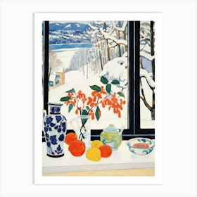 The Windowsill Of Sapporo   Japan Snow Inspired By Matisse 3 Art Print