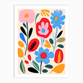 Petal Palette Waltz; Matisse Inspired Flower Market Delight Art Print